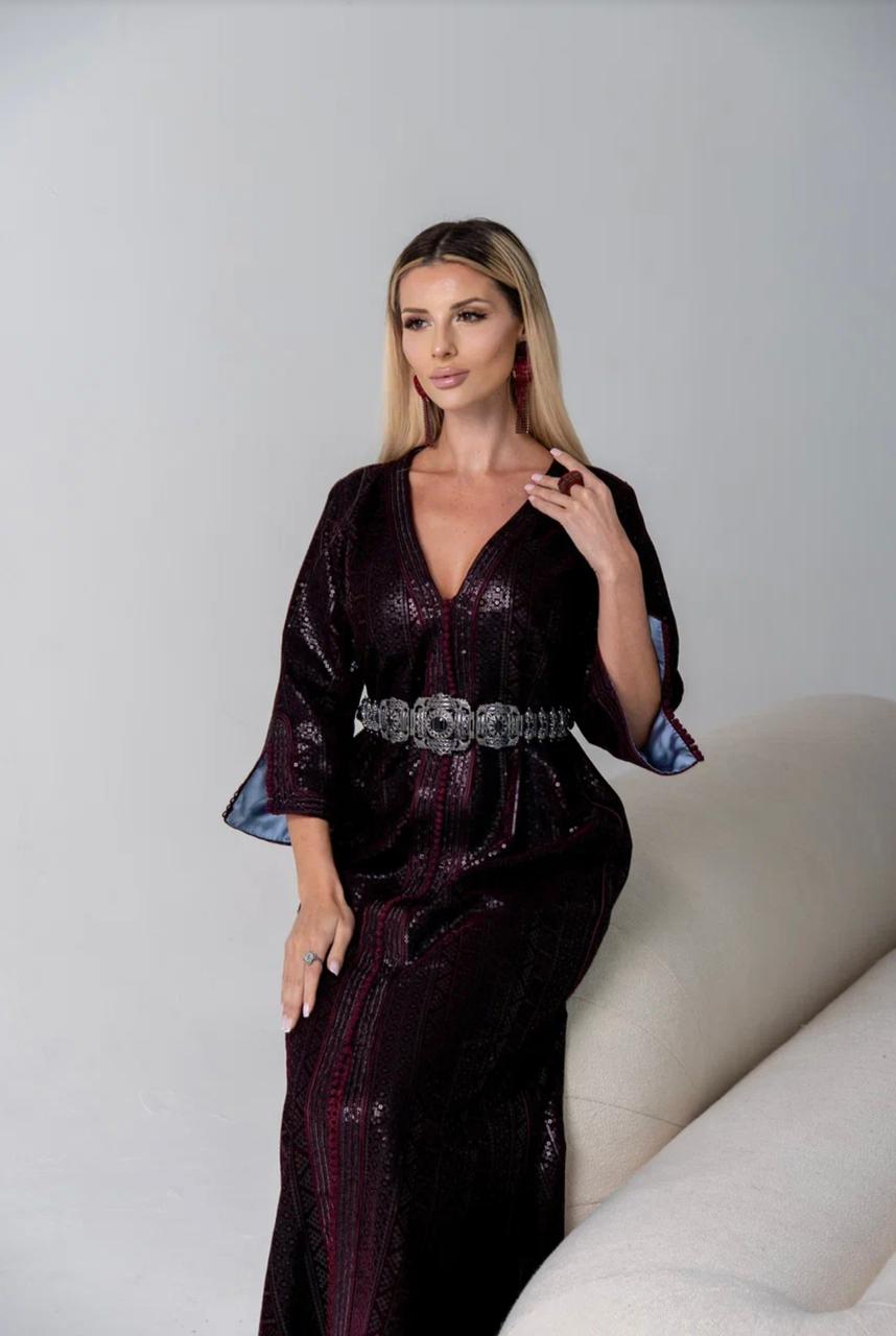 Ruby Poise Embellished Red Kaftan