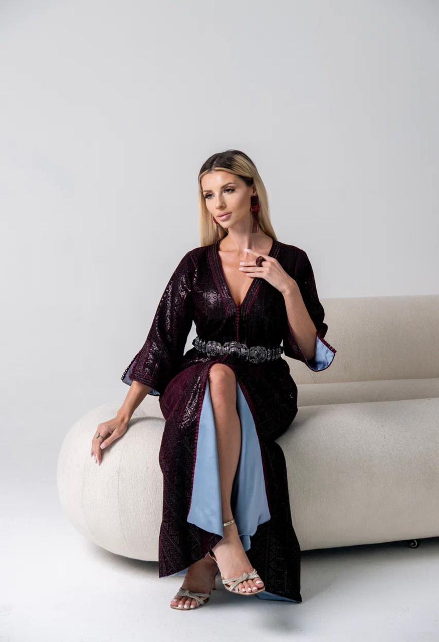 Ruby Poise Embellished Red Kaftan