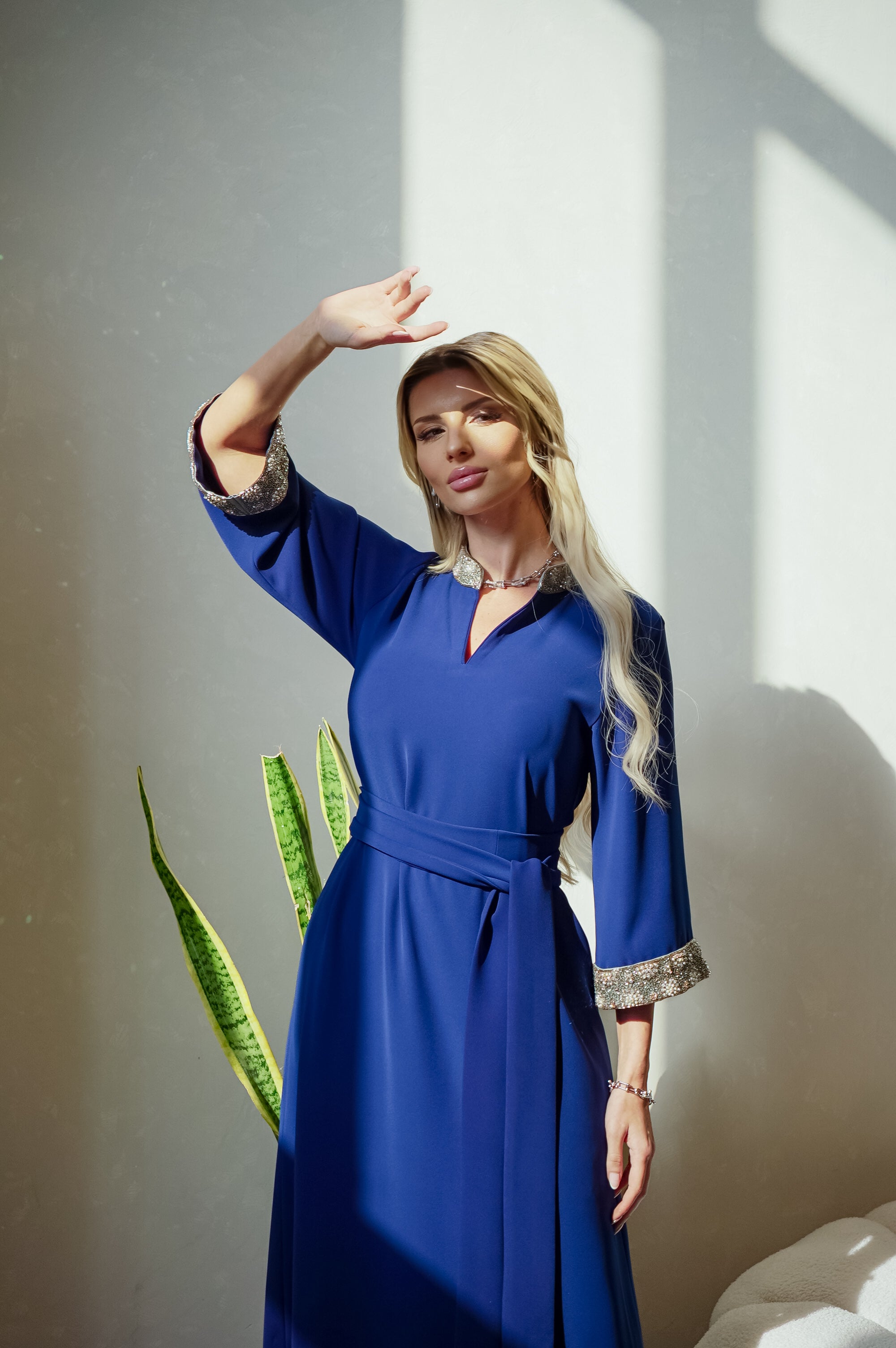 Blue Allure Crystal Sleeve Dress