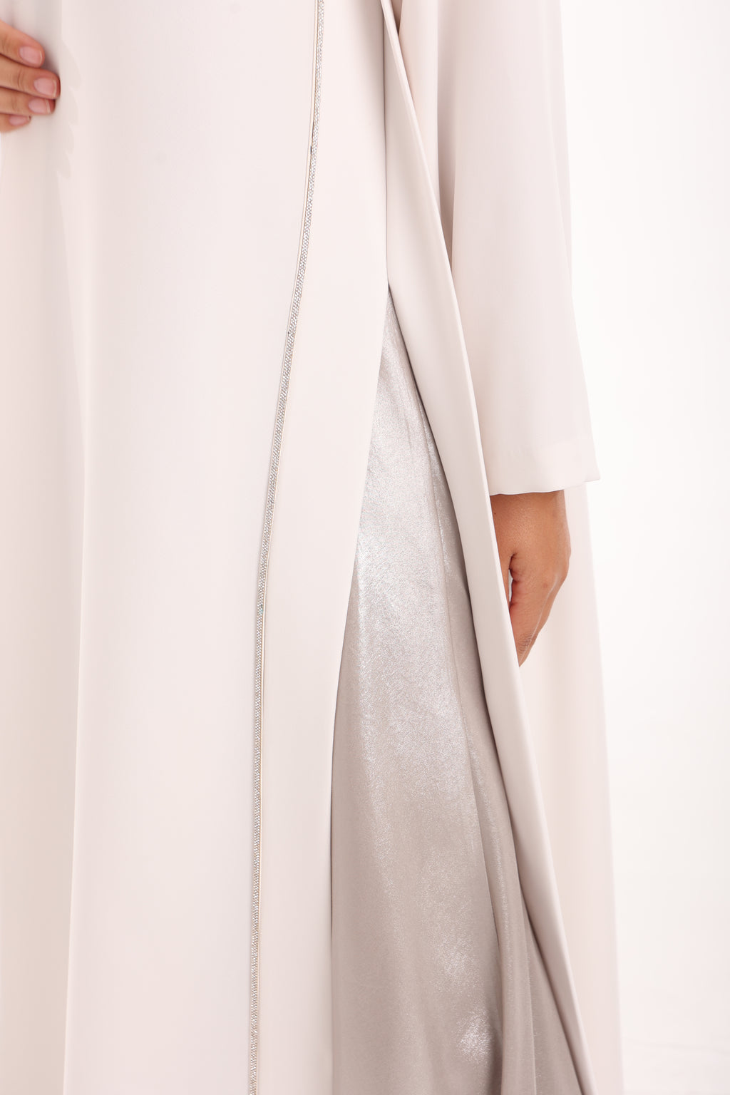White Crep Abaya with Dress