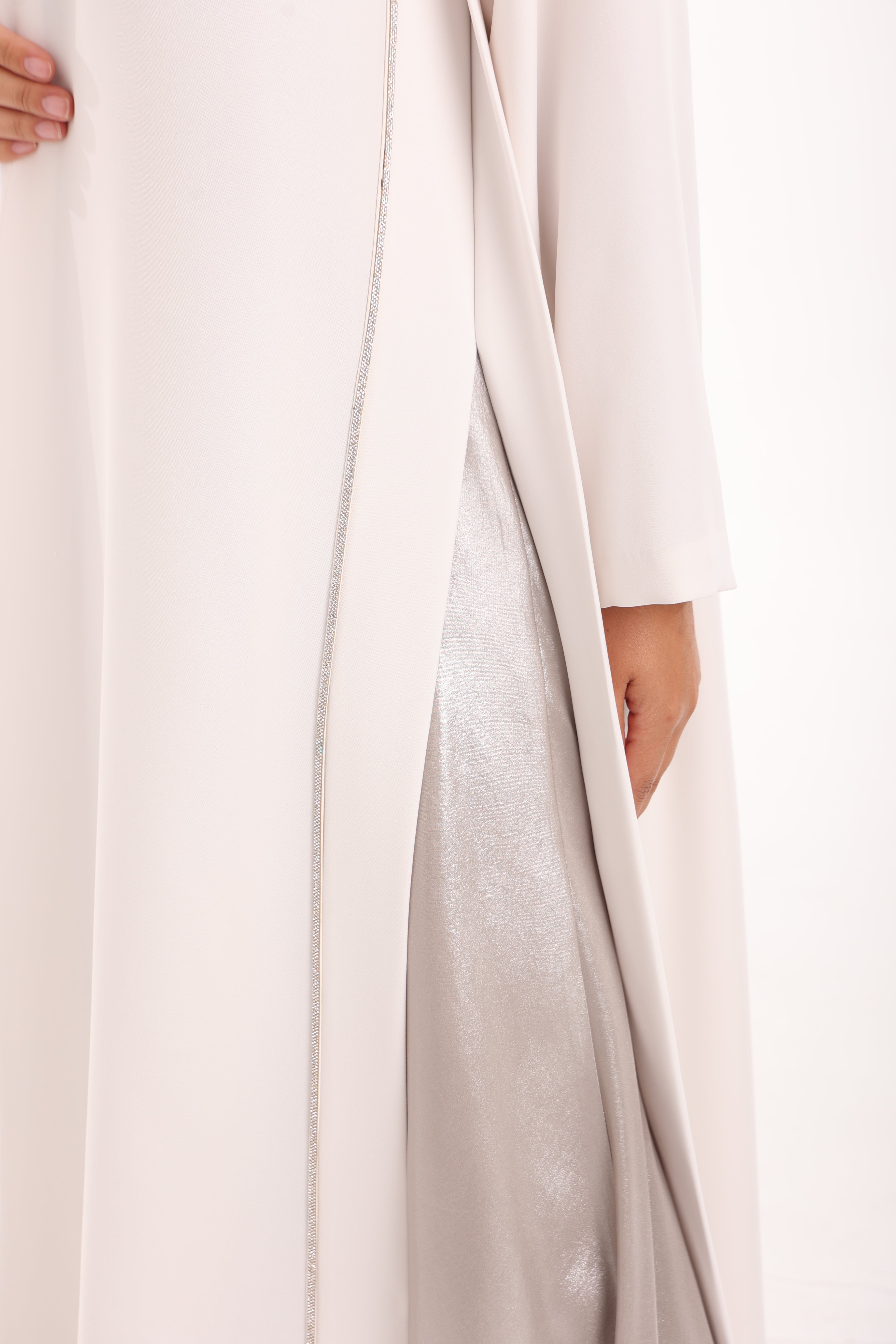 White Crep Abaya with Dress