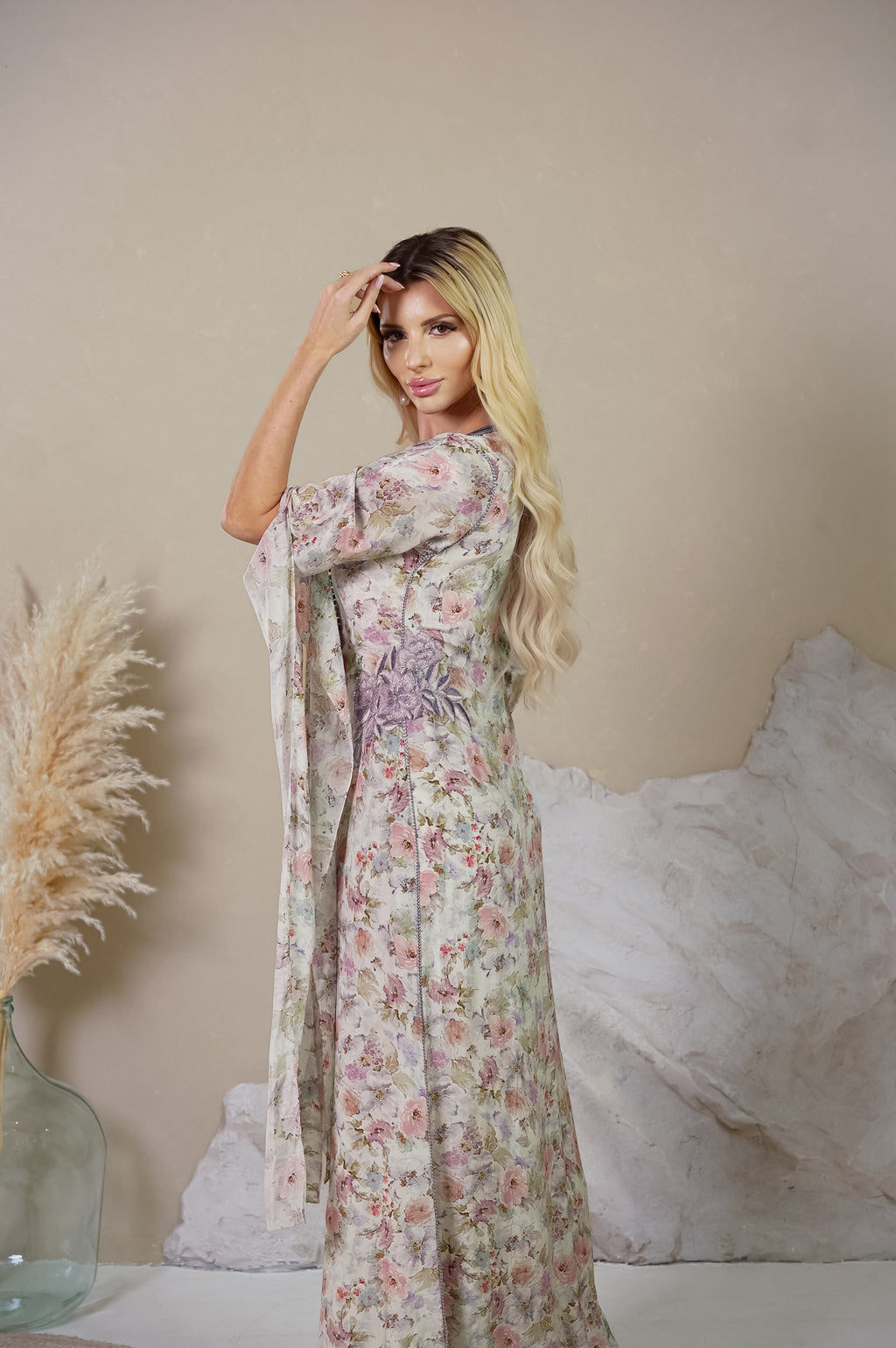 Pastel Mirage Floral Chiffon Kaftan