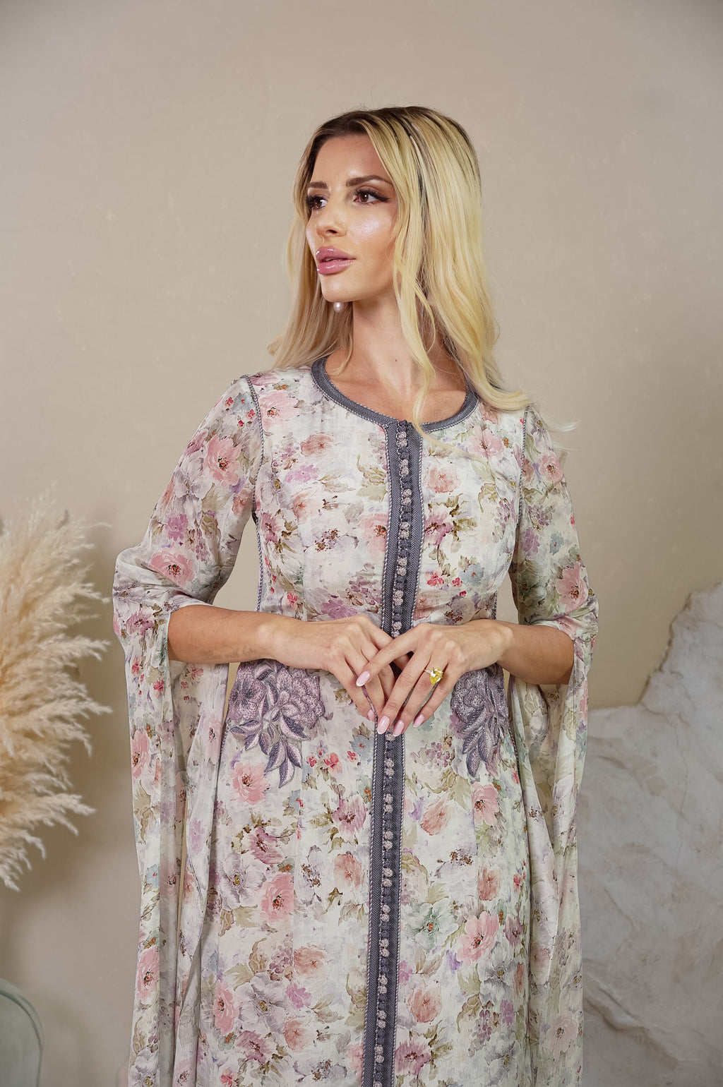Pastel Mirage Floral Chiffon Kaftan