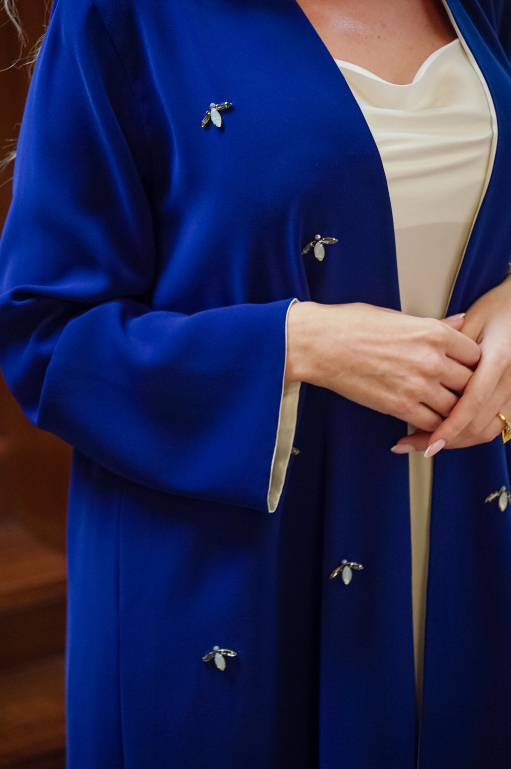 Sapphire Veil Crystal Embellished Abaya
