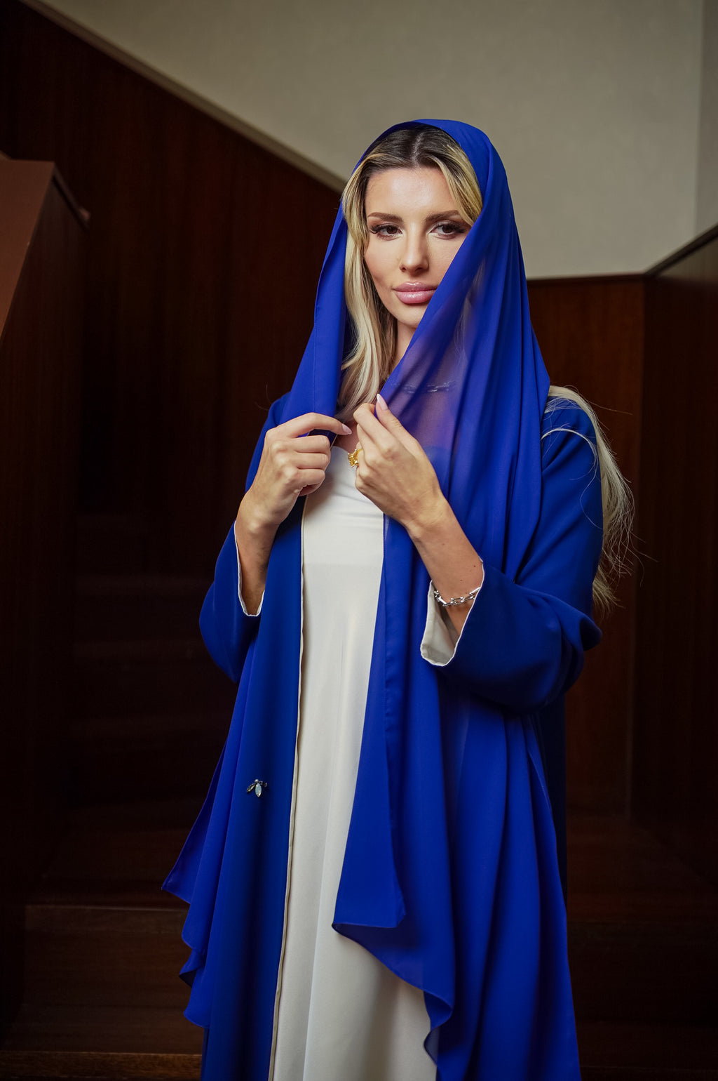 Sapphire Veil Crystal Embellished Abaya