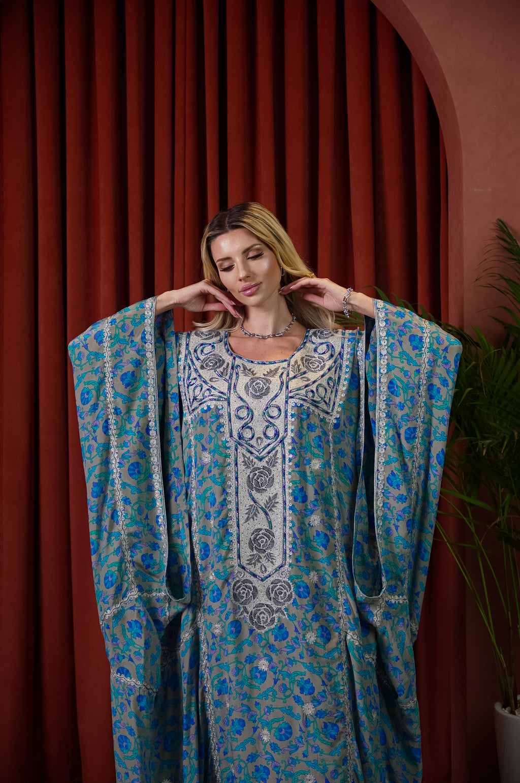 Azure Heritage Embroidered Thobe