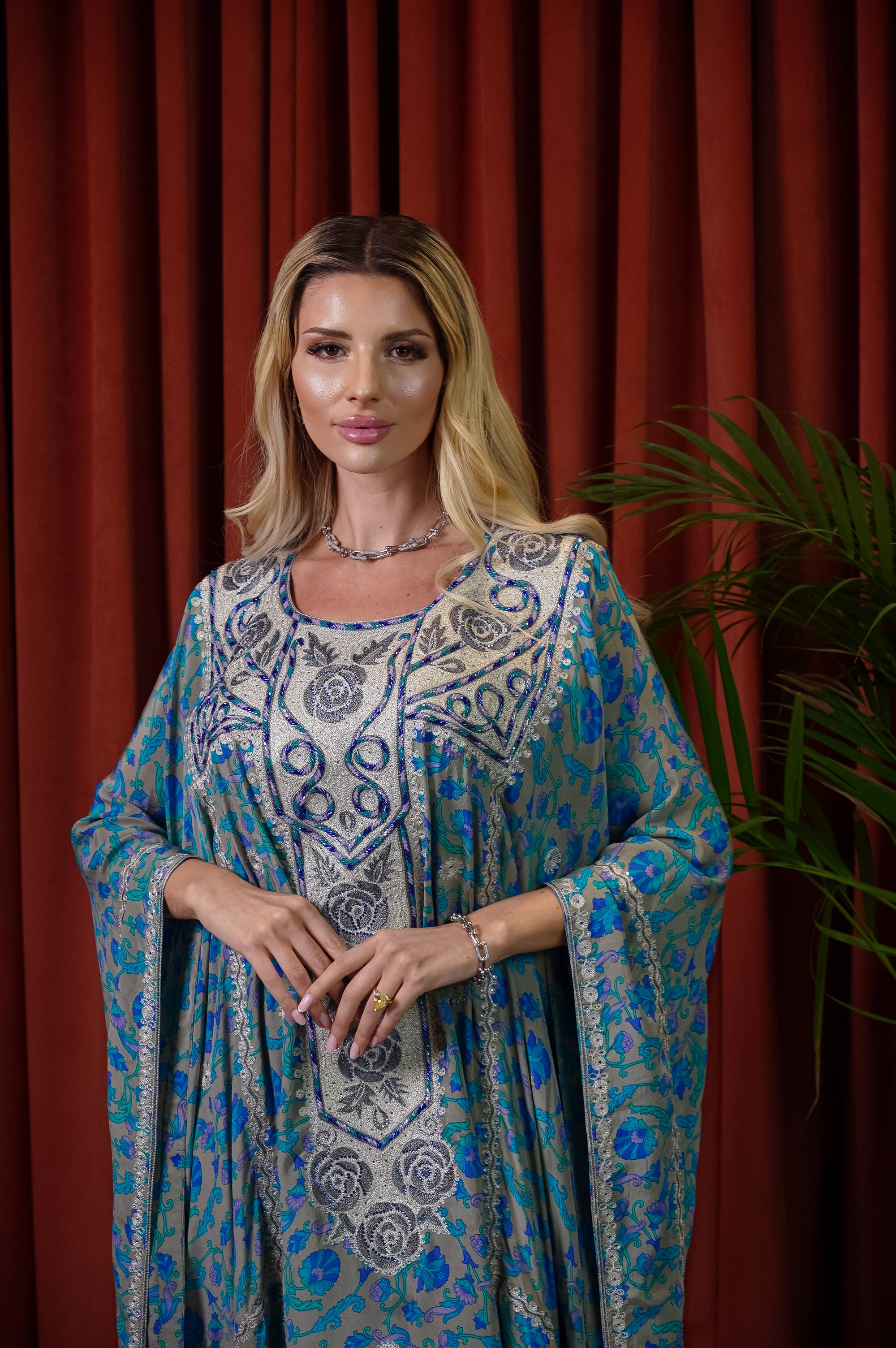 Azure Heritage Embroidered Thobe