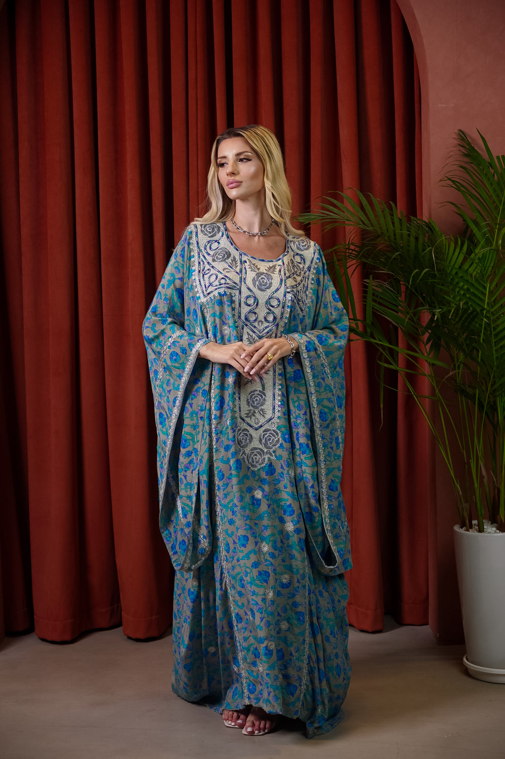Azure Heritage Embroidered Thobe